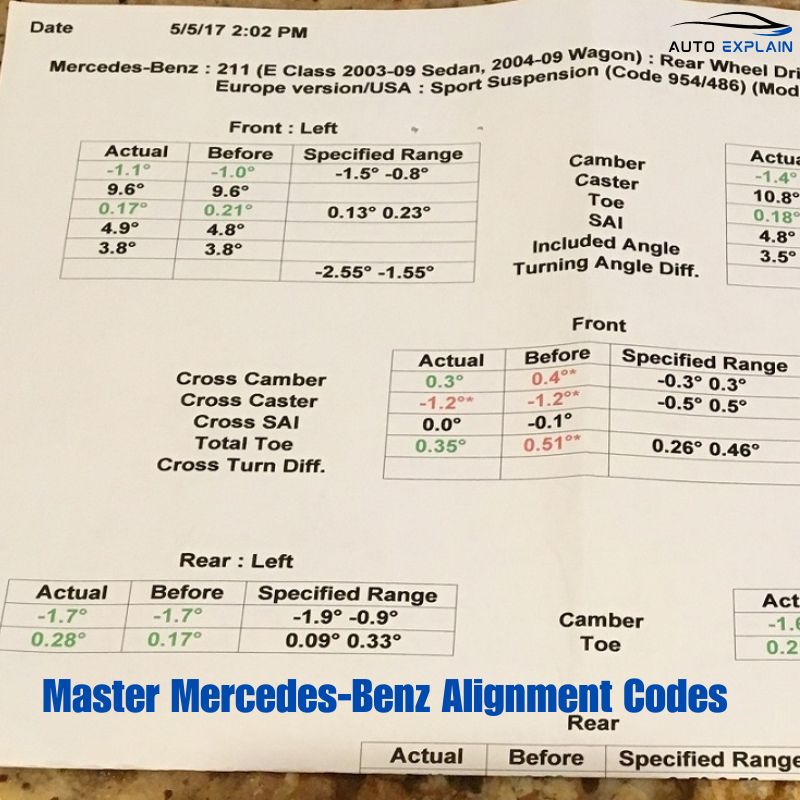Master Mercedes-Benz Alignment Codes