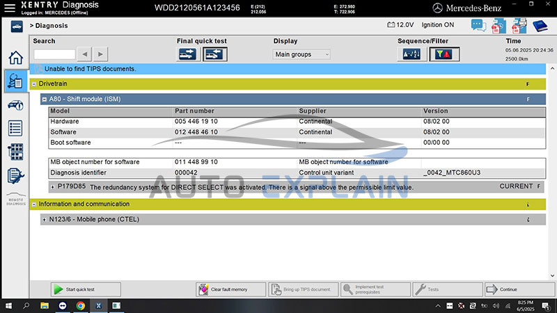 Diagnose P179D85 Mercedes Fault Code