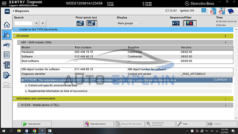 Fix P179D85 Mercedes Fault Code