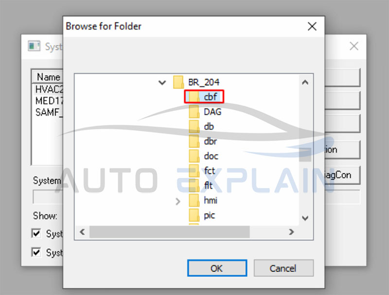 how to use vediamo software: open and choose cbf folder