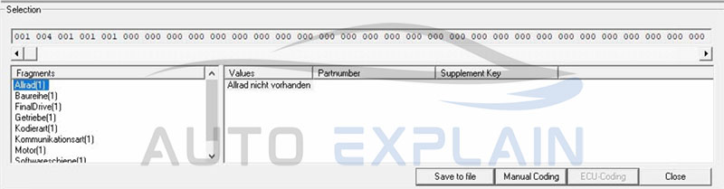 Enter selection area in vediamo interface 