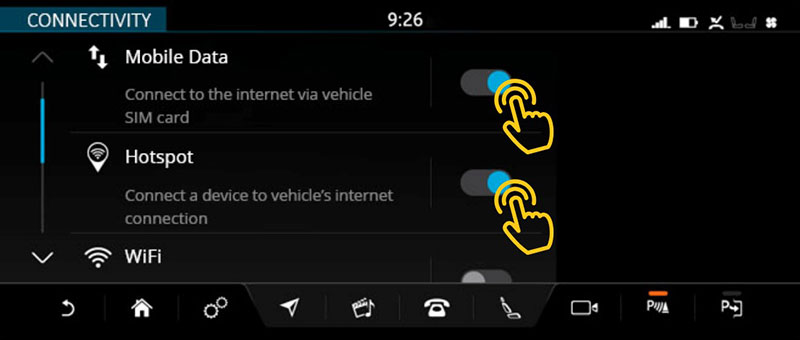 JLR wifi hot spot activation
