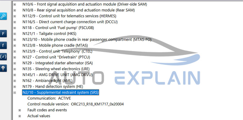 mercedes benz srs fault codes