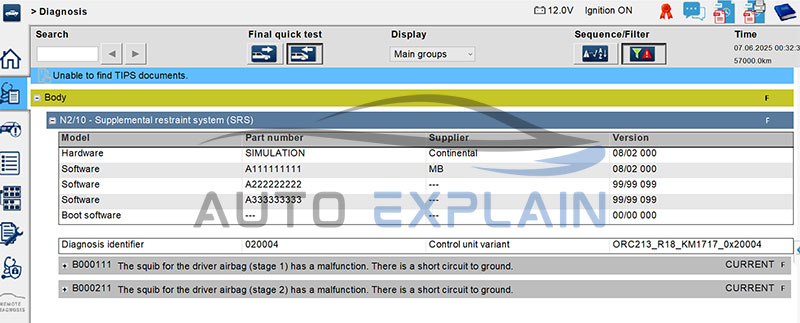 mercedes srs fault code list
