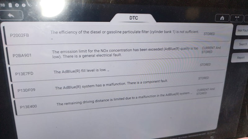 P13DF09 Mercedes Fault Code