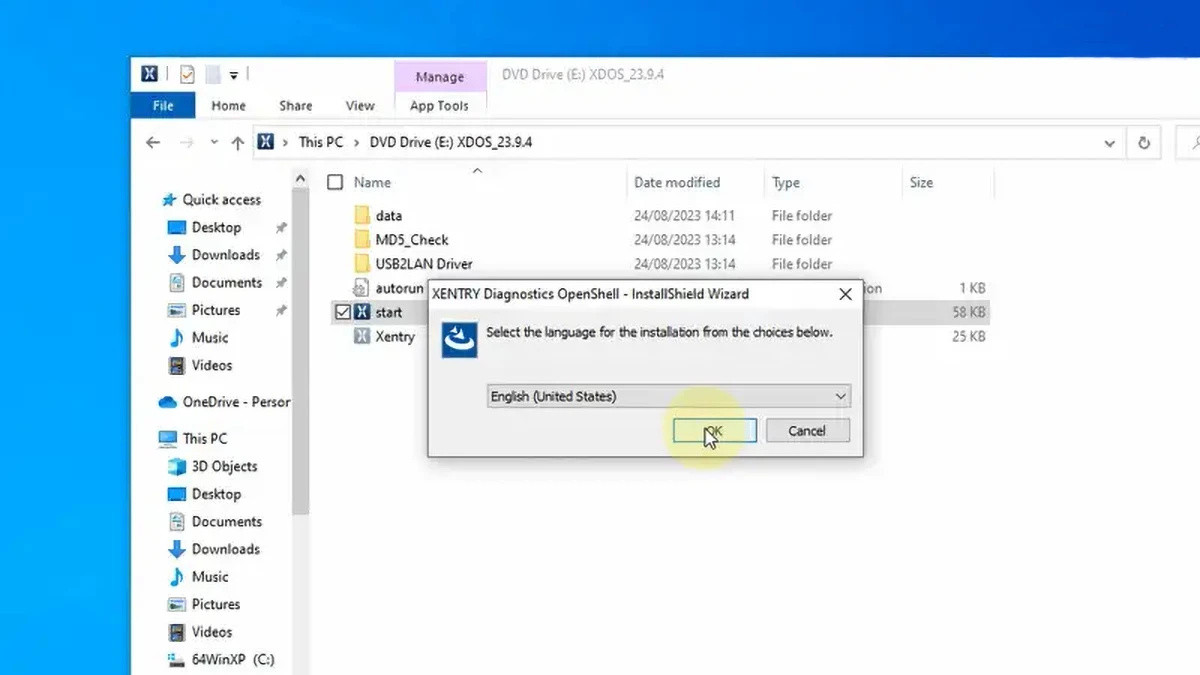 Rebooting computer after Xentry installation