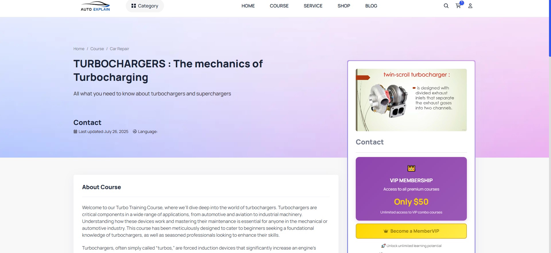Turbocharger automotive training online​