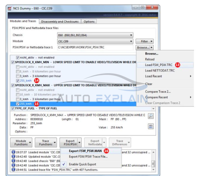 BMW coding video in motion guidance - Step 15: Disable the Handbrake Lock Setting