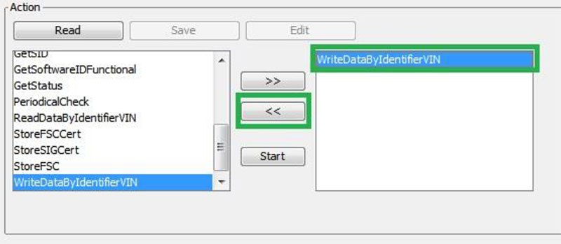 Import Custom Code FSC BMW into HU-CIC by removing WriteDataByIdentifierVIN using the << button