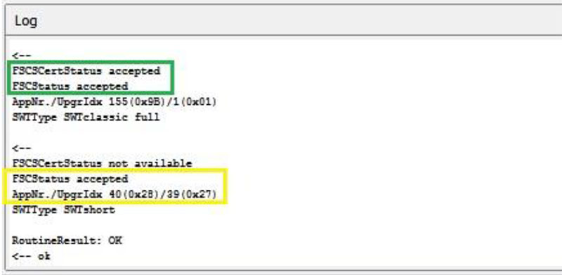 Verify fsc codes bmw Import Status