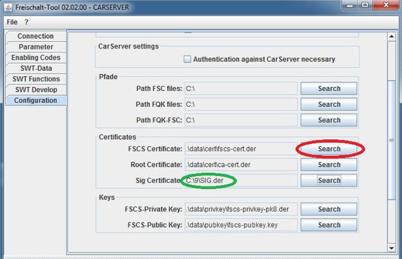Load Signature and BMW FSC Certificates