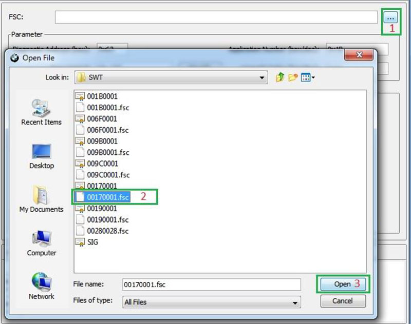 import fsc bmw code into F series HU guidance: Load the First FSC File