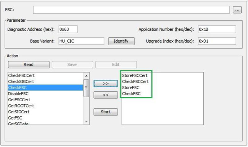 Importing fsc bmw code into HU-CIC F series process: Load and Check FSC Files