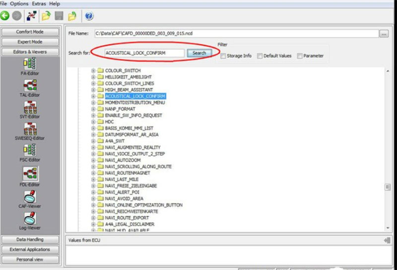 In the search bar, type ACUSTICAL_LOCK_CONFIRM to enable / disable bmw lock /unlock sound