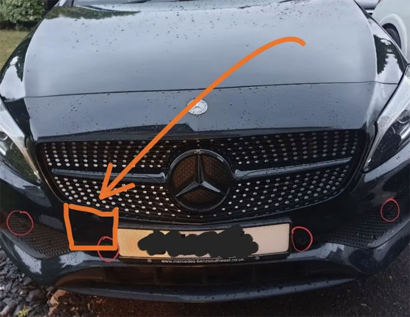 ABA sensors location in Mercedes vehicle
