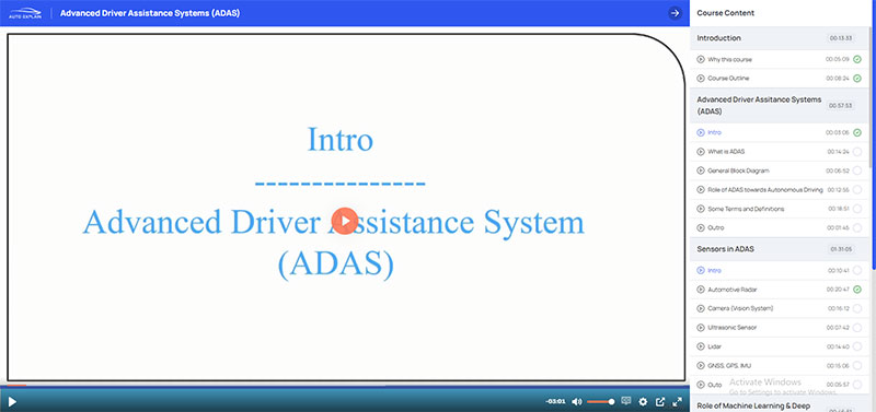 Advanced Driver Assistance Systems (ADAS) Course