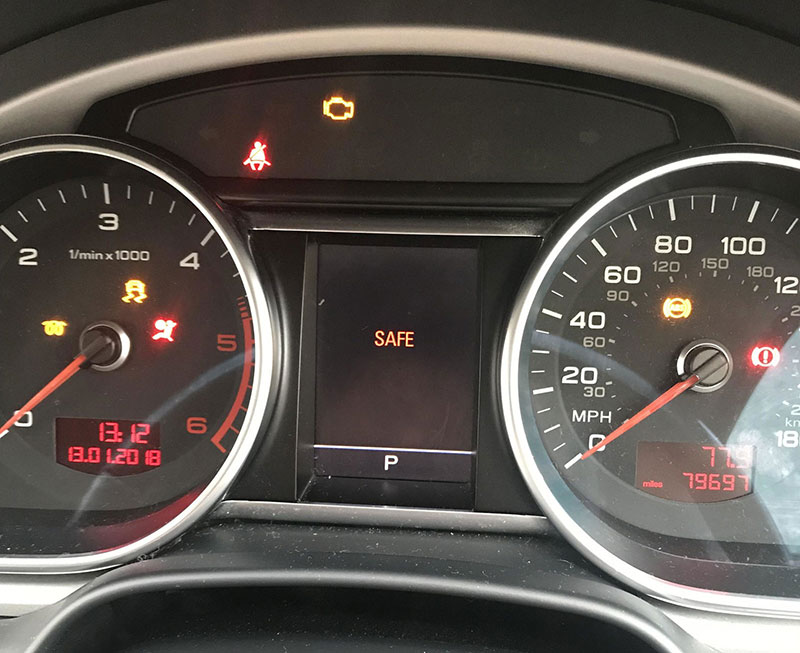 audi error p1602 - 'SAFE' Displayed on Cluster