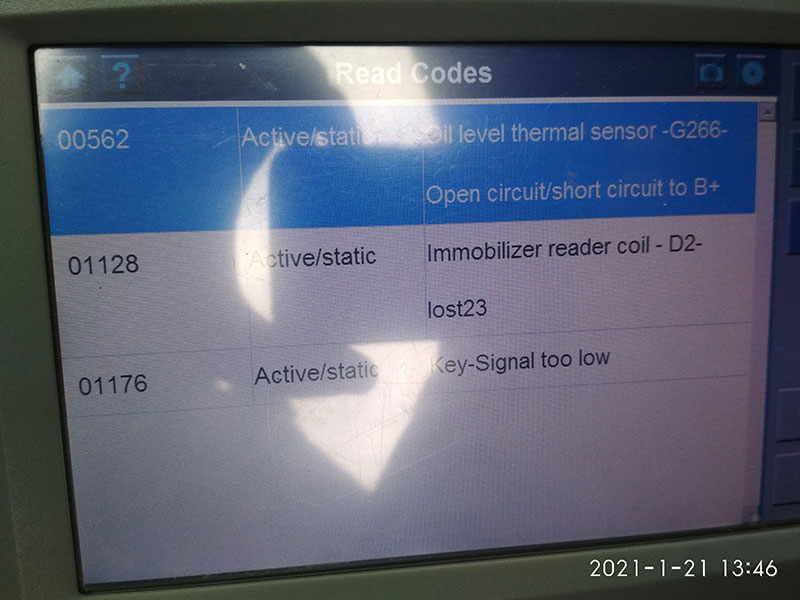 error related to audi p1570