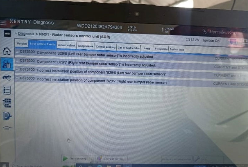 mercedes blind spot assist inoperative error code