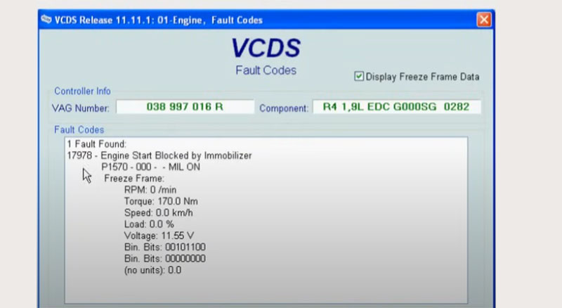 related error to audi p1602