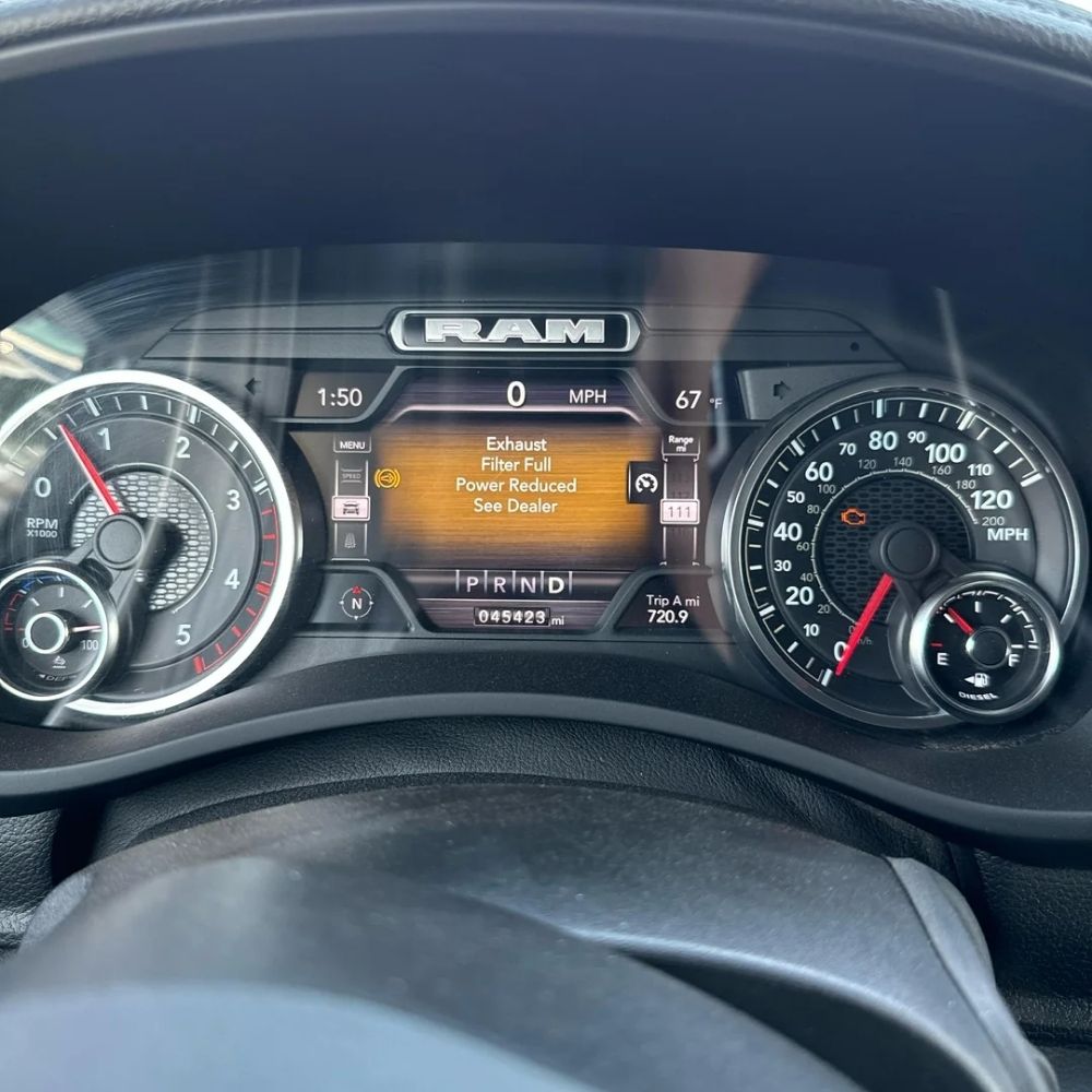 Exhaust Filter Full Warning Message on the Instrument Cluster