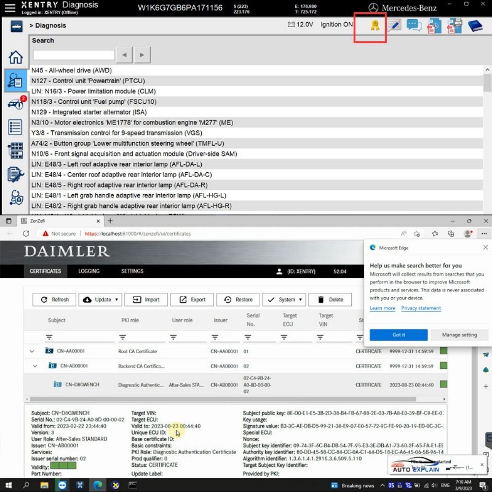 What is the Xentry Certificate Zenzefi
