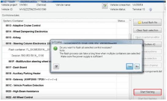 How to Flash Steering Column Electronic on VW with Odis Engineering 4